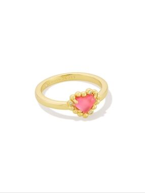 New!Kendra Scott Anna Framed 14K Gold Band Ring Heart Center Sz 8 Gilded Look